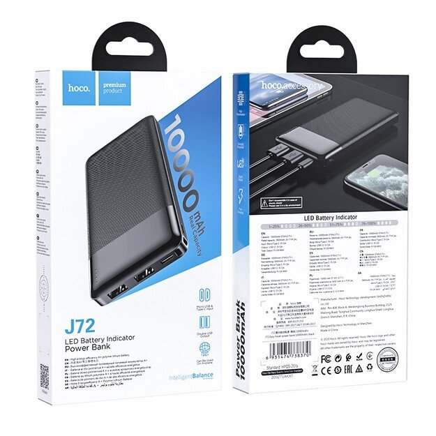 Power Bank Hoco J72 10000mAh juodas