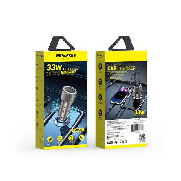 Automobilinis kroviklis Awei C-858 33W 2xUSB-C juodas 1