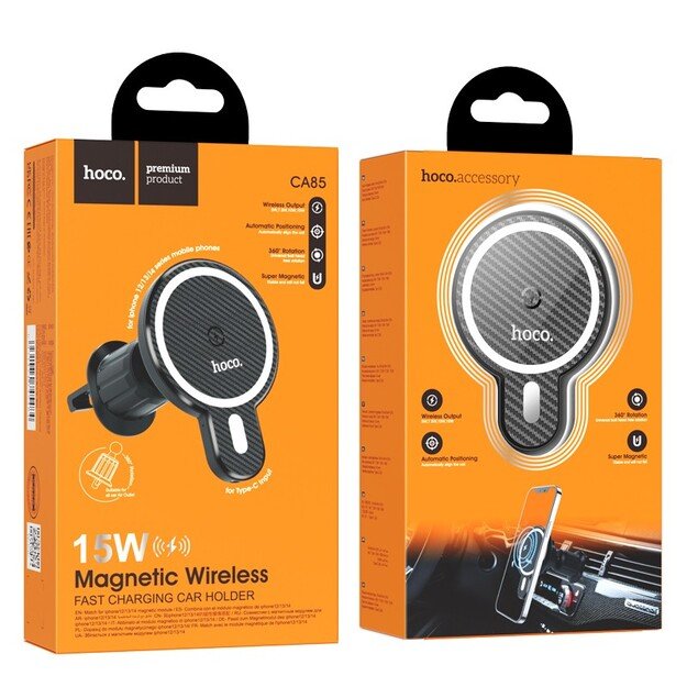 Automobilinis kroviklis laikiklis Hoco CA85 Magsafe 15w Juodas