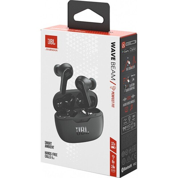 Ausinės belaidės JBL Wave Beam TWS Juodos 4