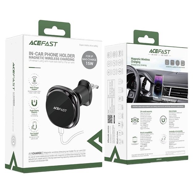Automobilinis kroviklis laikiklis Acefast D31 Magsafe 15w Juodas