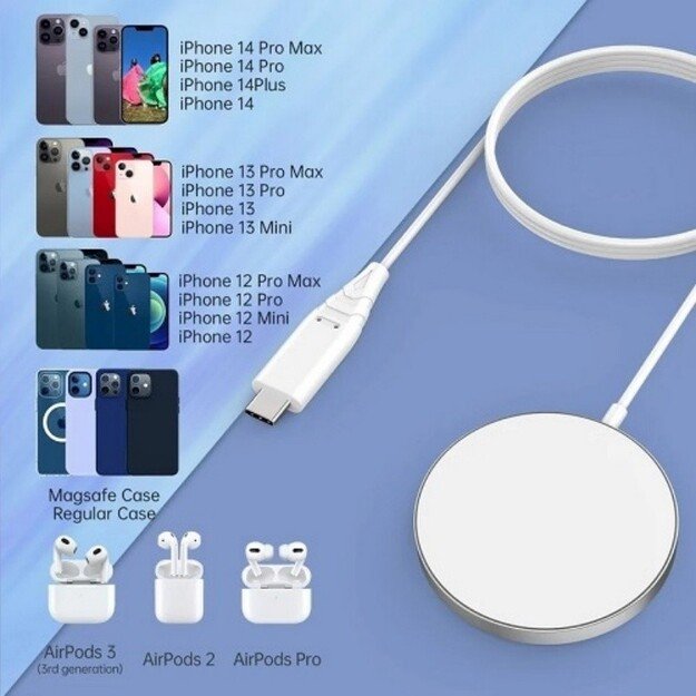 Bevielis kroviklis Choetech T518-F MagSafe 15W baltas