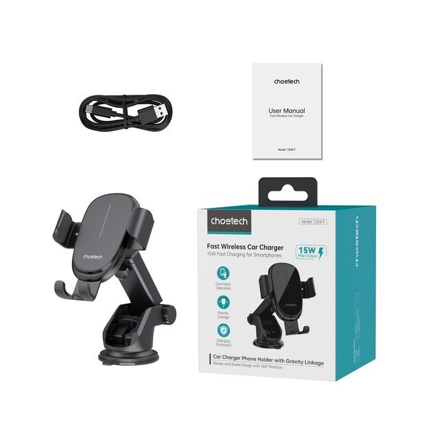 Automobilinis laikiklis kroviklis Choetech T203-F 15W Juodas 5