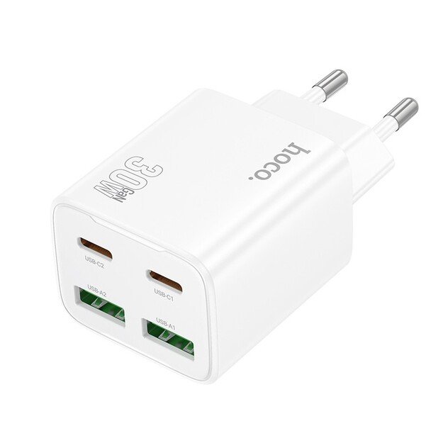 Kroviklis Hoco N56 30W 2xUSB-C / 2xUSB-A Baltas