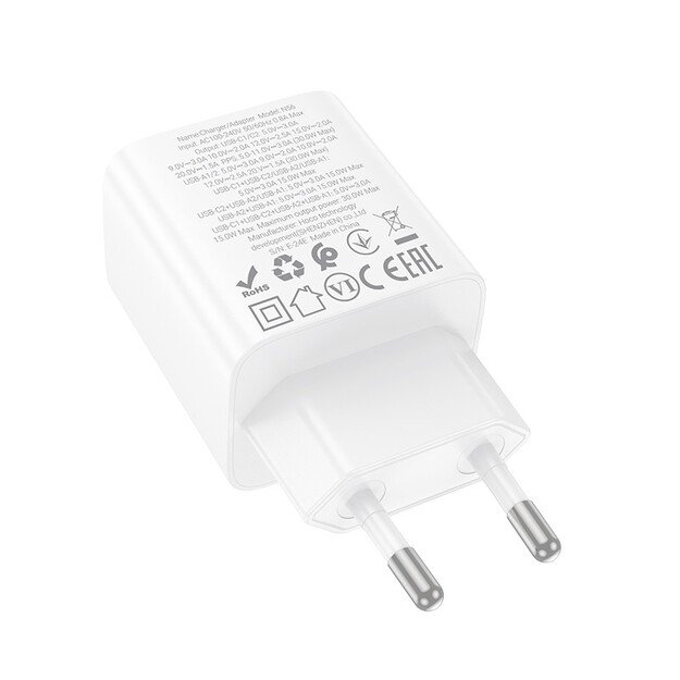 Kroviklis Hoco N56 30W 2xUSB-C / 2xUSB-A Baltas 1