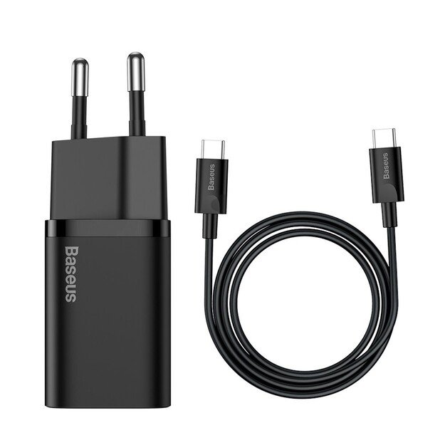 Krovimo blokelis Baseus Super Si 25W su USB C 1m laidu CCSUP-L01 Juodas