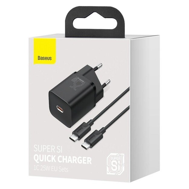 Krovimo blokelis Baseus Super Si 25W su USB C 1m laidu CCSUP-L01 Juodas