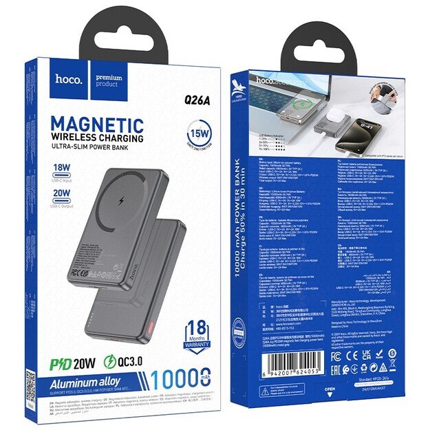 Power Bank Hoco Q26A PD20W Magnetic 10000mAh juoda