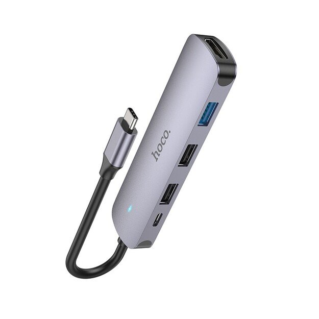 Adapteris Hoco HB27 Type-C Multi funkcinis Pilkas
