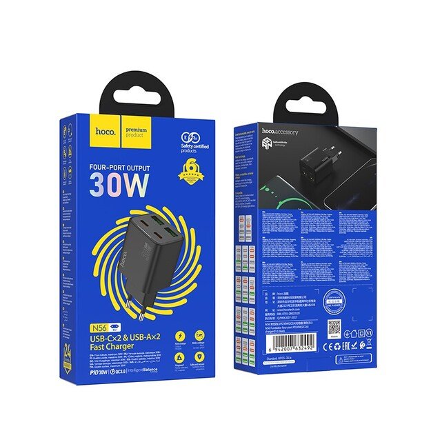 Kroviklis Hoco N56 30W 2xUSB-C / 2xUSB-A Juodas 3