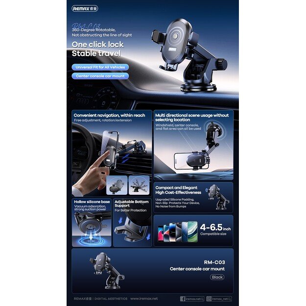 Automobilinis laikiklis Remax RM-C03 (dashboard) juodas 1