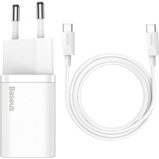Krovimo blokelis Baseus Super Si 25W su USB C 1m laidu CCSUP-L02 Baltas
