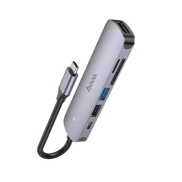 Adapteris Hoco HB28 Type-C Multi funkcinis Pilkas