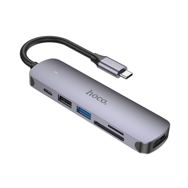 Adapteris Hoco HB28 Type-C Multi funkcinis Pilkas