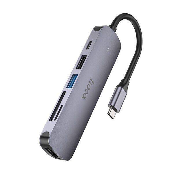 Adapteris Hoco HB28 Type-C Multi funkcinis Pilkas