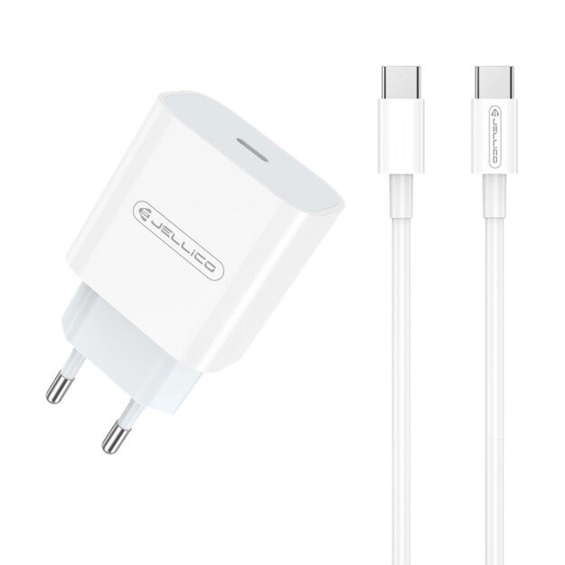 Krovimo blokelis Jellico AK180 20W USB-C su laidu Baltas