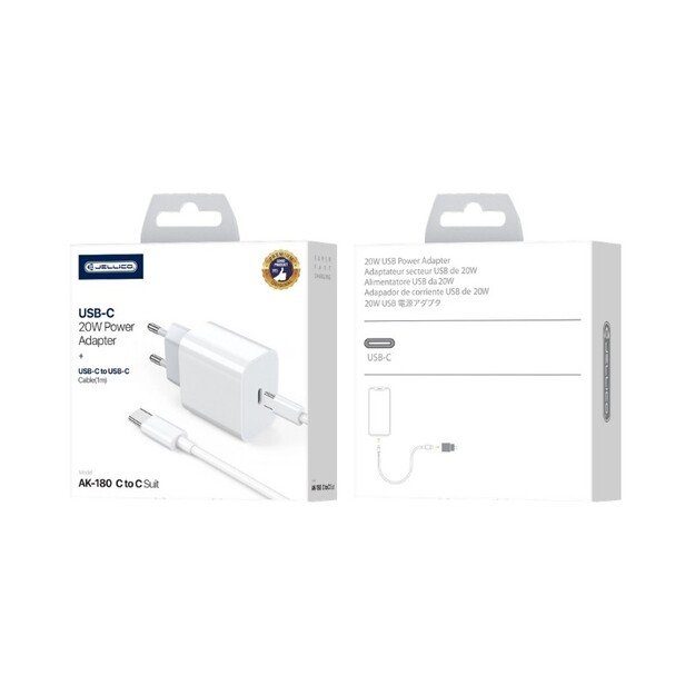 Krovimo blokelis Jellico AK180 20W USB-C su laidu Baltas 2